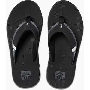 2019 Reef Mens Fanning Sandals / Flip Flops Black / White RF0A3KIH
